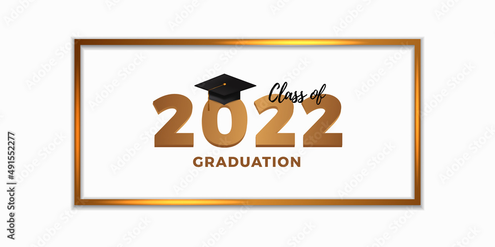 Class of 2022 graduation cap with frame graduates academy from collage university high school with white background Class of 2022 graduation cap with frame graduates academy from collage university high school with white background