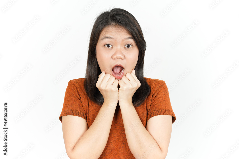 WOW Face Expression Of Beautiful Asian Woman Isolated On White Background WOW Face Expression Of Beautiful Asian Woman Isolated On White Background