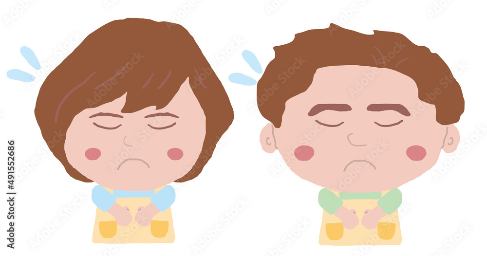 エプロン姿の保育士の男女 イラスト素材 エプロン姿の保育士の男女 イラスト素材