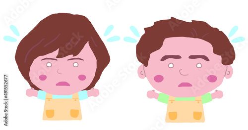 エプロン姿の保育士の男女　イラスト素材