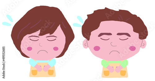 エプロン姿の保育士の男女　イラスト素材