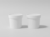 Round paper food packaging box, White paper food container, 3d rendering, 3d illustration