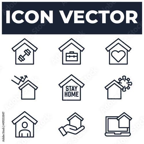 set of Stay Home elements symbol template for graphic and web design collection logo vector illustration