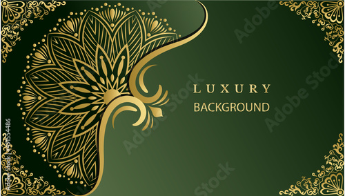 Luxury ornamental mandala design. Gold vintage greeting card. 