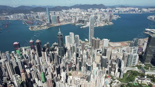 hong kong island central area drone point of view