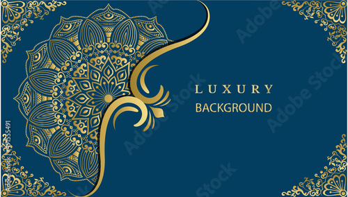 Luxury ornamental mandala design. Gold vintage greeting card. 