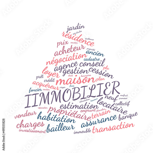 Illustration Immobilier en nuage de mots avec un fond transparent