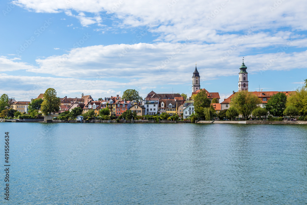 Lindau, Germany. Scenic view of the embankment with bell towers