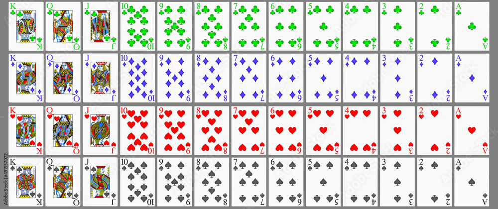 4 Colored Suit of Poker Playing Cards 4 Colored Suit of Poker Playing Cards
