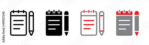 Notebook and pen icon symbol, vector illustration