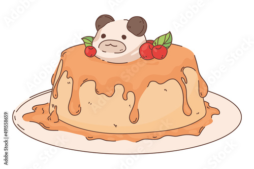 kawaii cake and fruits