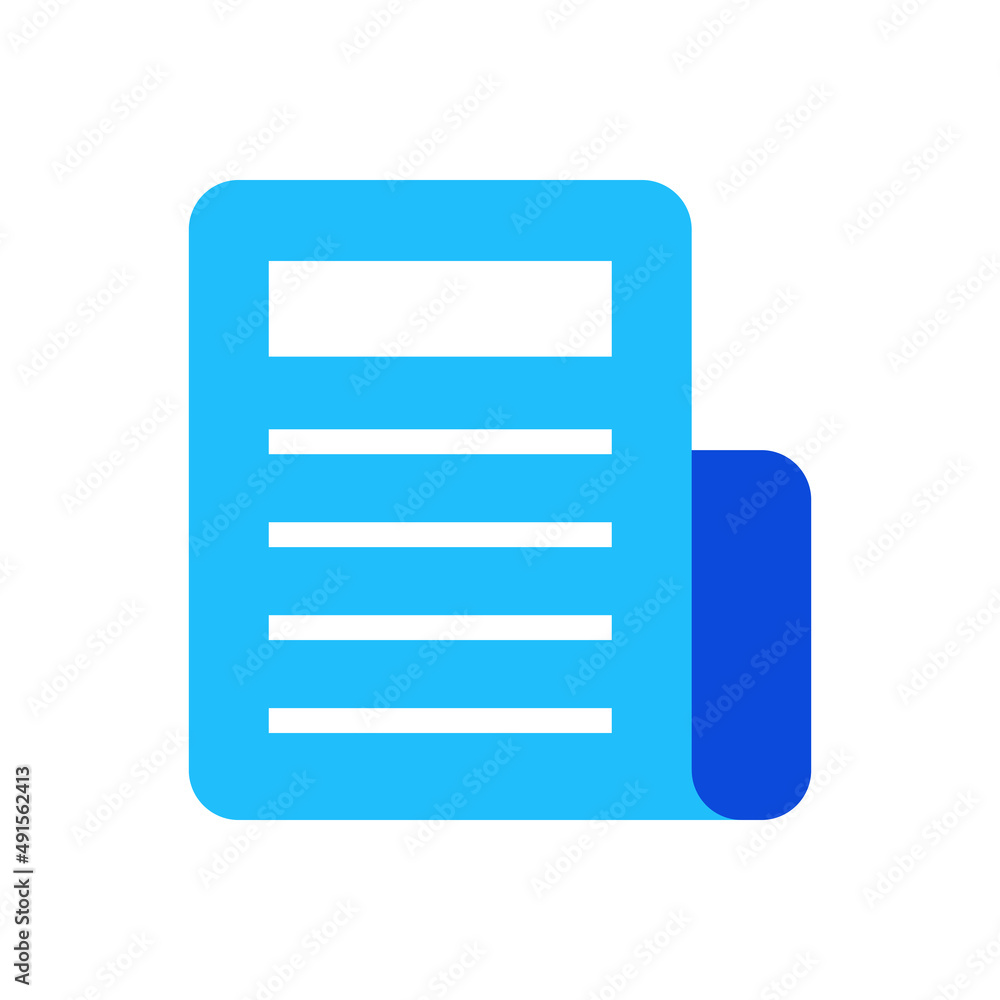 Newspaper icon vector graphic illustration in blue
