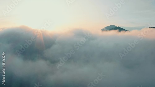 4k Aerial video of mount Batur sunrise in Bali