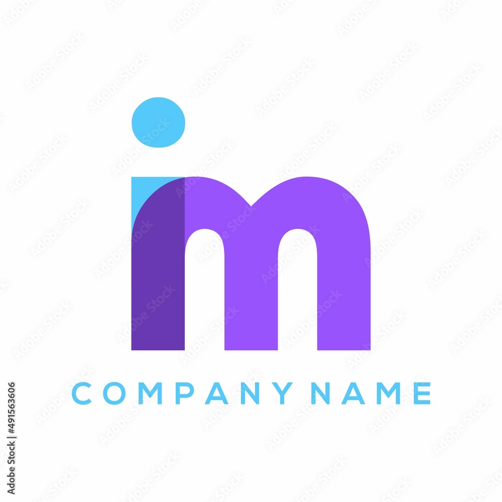 im i m blue purple modern creative gradient alphabet company logo design vector icon template