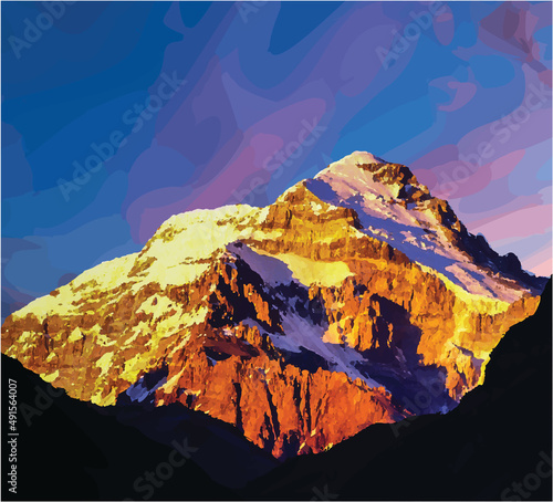 Aconcagua 7 summits Argentina Illustration digital art  photo