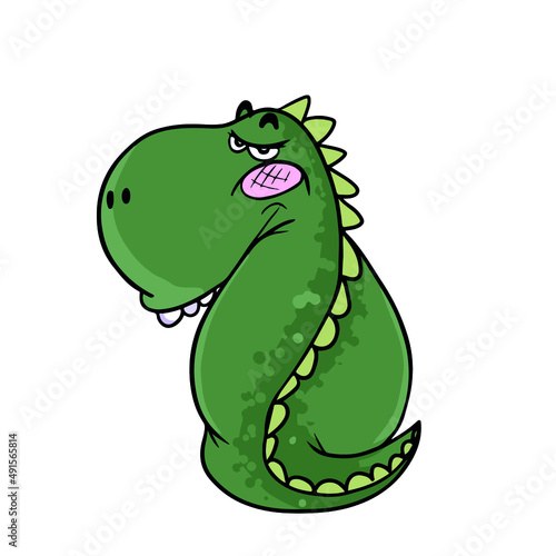 Cute and funny dinosaur dragon,vector children's design on a white isolated background for postcard banners and stickers