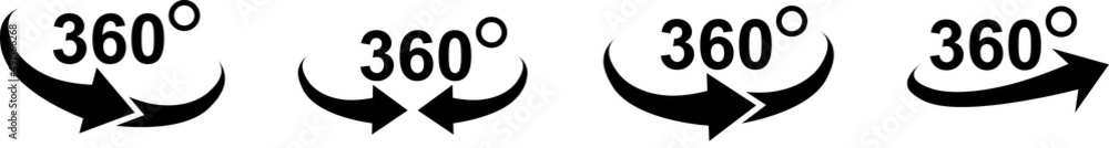 360 degree views icons set. Angle 360 degrees icon. Virtual reality icons. Rotation symbol flat style 360 degree views icons set. Angle 360 degrees icon. Virtual reality icons. Rotation symbol flat style