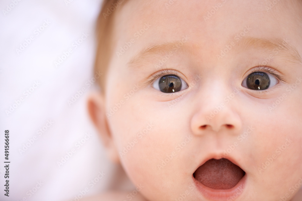 Oh my goodness. Shot of an adorable baby girl with red hair. Oh my goodness. Shot of an adorable baby girl with red hair.