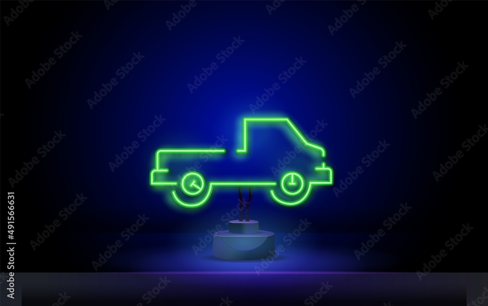 Neon truck icon. free delivery neon icon. Elements of cyber monday set. Simple icon for websites, web design, mobile app, info graphics isolated on dark wall