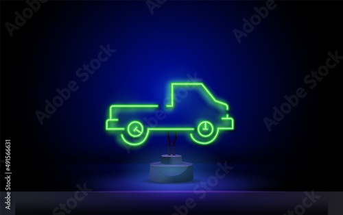 Neon truck icon. free delivery neon icon. Elements of cyber monday set. Simple icon for websites  web design  mobile app  info graphics isolated on dark wall