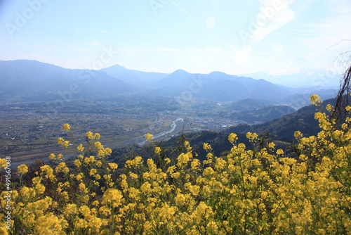 神奈川県松田町の景色、山の上のなんp花都麓の風景。