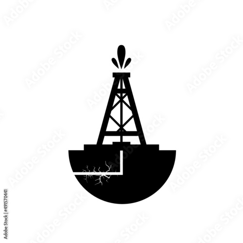 Oil gushing from the tower icon isolated on white background