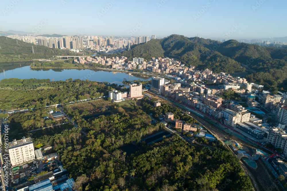 Aerial view of urban village landscape in Shenzhen city,China