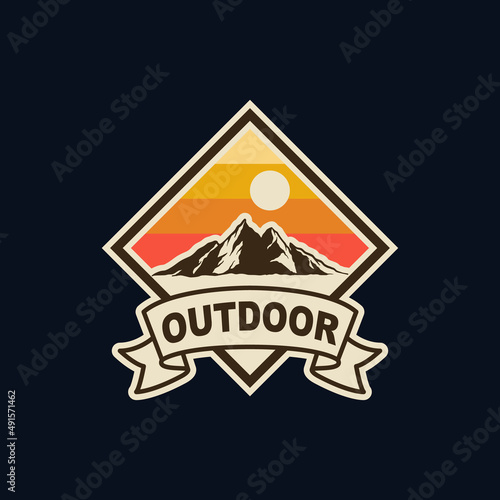 Illustration of mountain, outdoor adventure. Vector graphics 