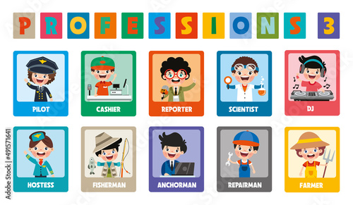Set Of Various Cartoon Professions