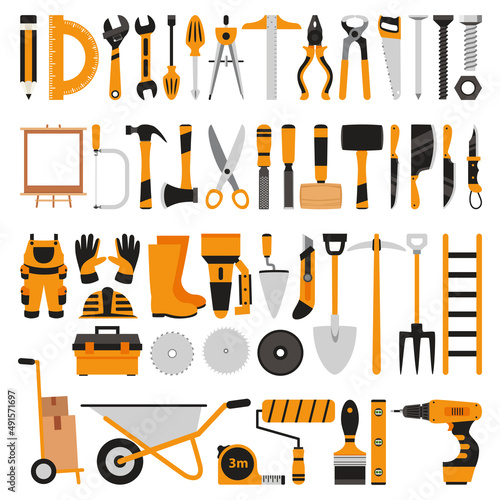 Set Of Various Construction Tools