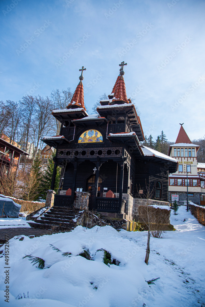 Obraz premium Old wood church in Sovata, Romania
