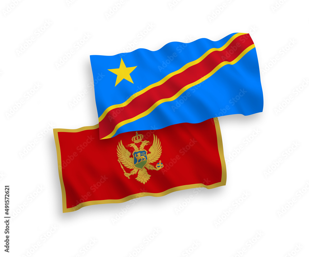 Naklejka premium Flags of Montenegro and Democratic Republic of the Congo on a white background