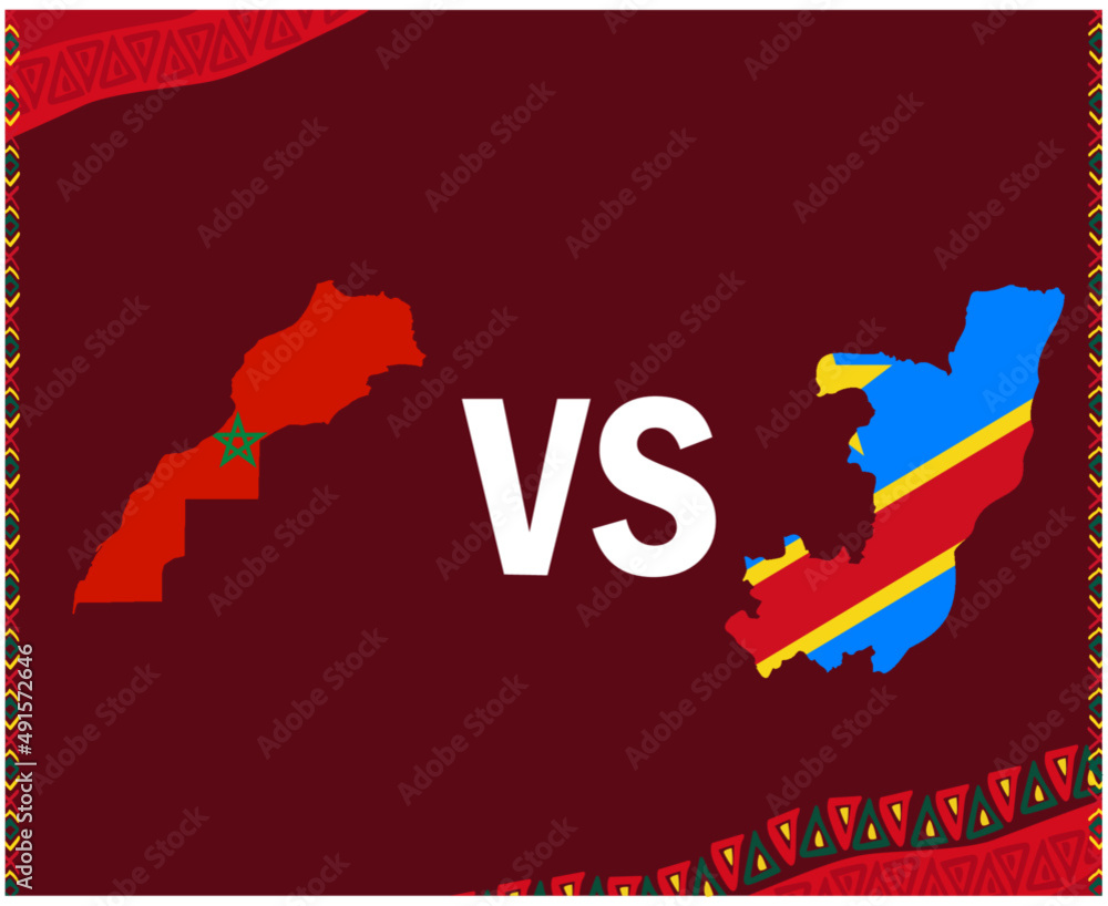 Obraz premium Morocco And Democratic Republic of Congo Flags Map African football Vector Design African Countries Football Teams Illustration