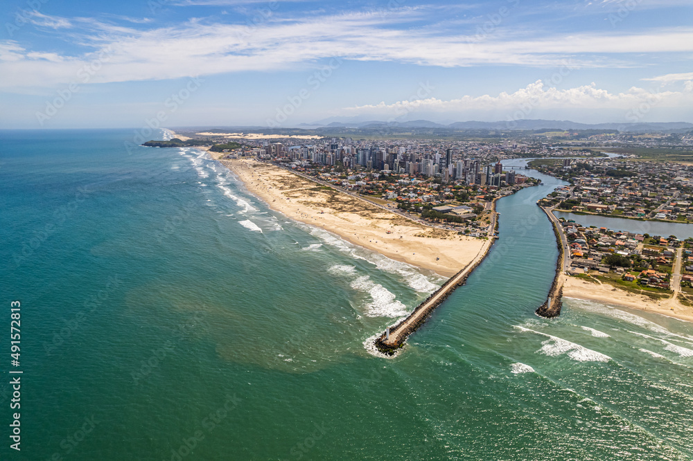 Aerial view of Torres, Rio Grande do Sul, Brazil. Coast city in south of Brazil.
