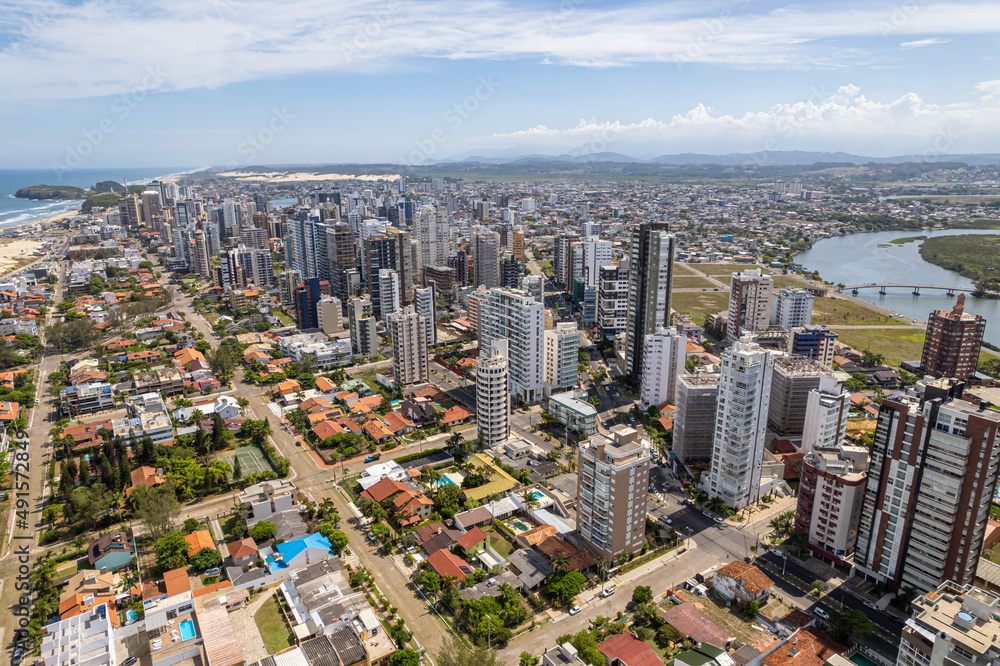 Aerial view of Torres, Rio Grande do Sul, Brazil. Coast city in south of Brazil.