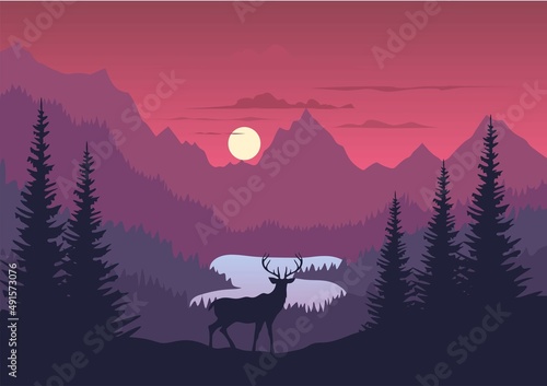 deer in the forest and mountains  © Sergey