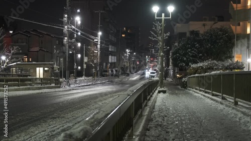 東京　清澄白河　積雪　夜景　2022年
 photo
