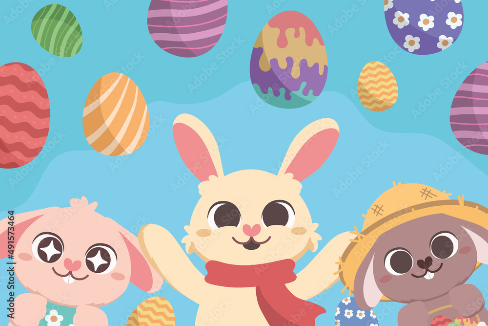 Obraz premium easter bunnies with eggs