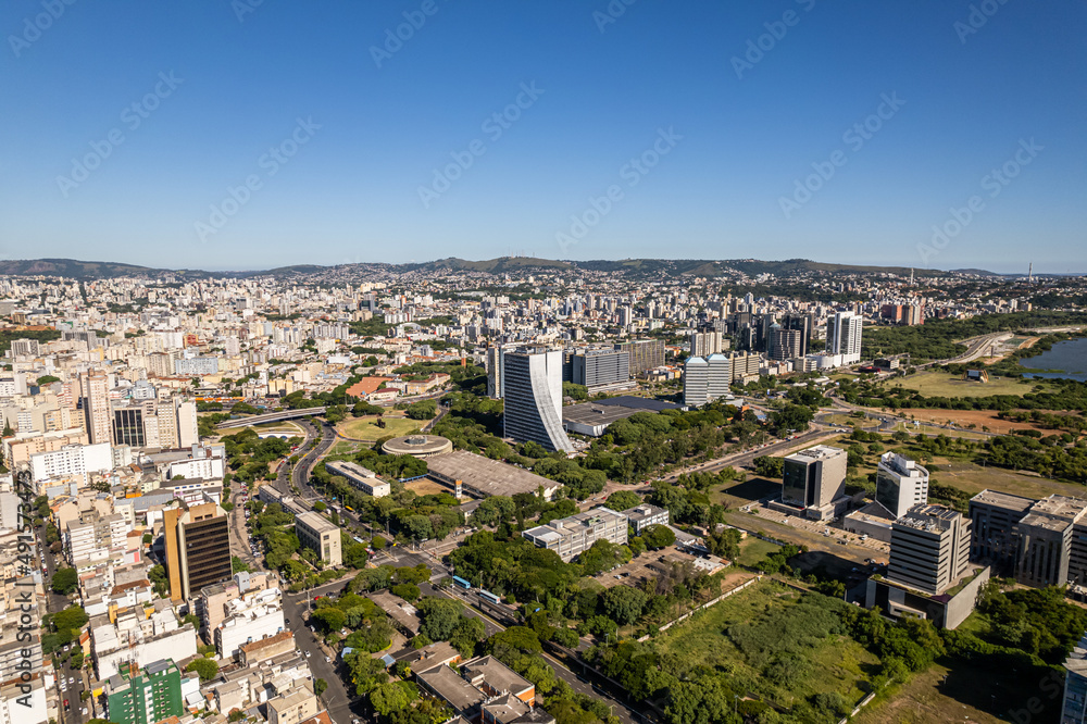 Aerial view of Porto Alegre, RS, Brazil. Aerial photo of the biggest city in the South of Brazil.