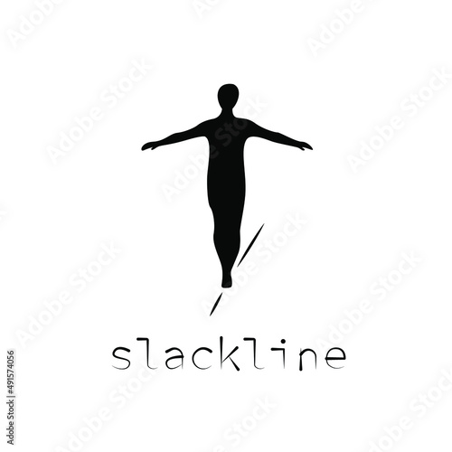 the slackline logo. silhouette of a man on a sling
