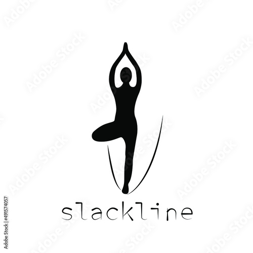 the slackline logo. silhouette of a man on a sling