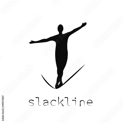 the slackline logo. silhouette of a man on a sling