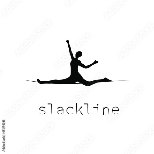 the slackline logo. silhouette of a man on a sling
