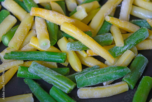 Close up of yellow green string beans.