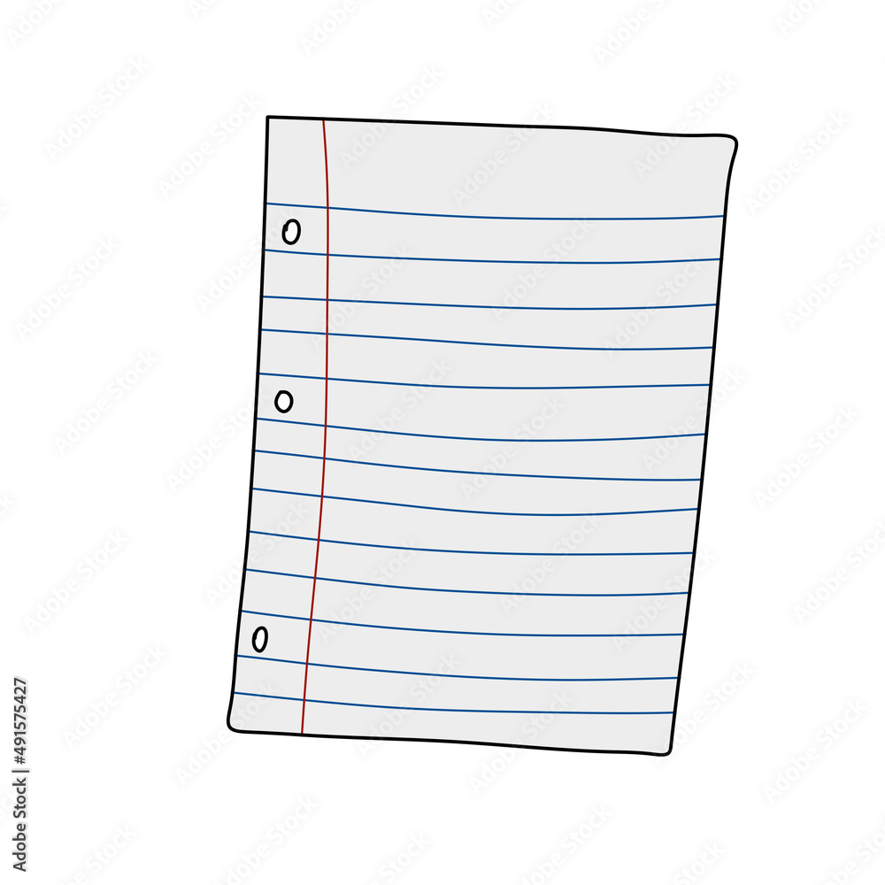 Blank lined sheet. White page. Template for text. Hand drawn doodle style Blank lined sheet. White page. Template for text. Hand drawn doodle style