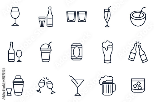 set of Alcohol and cocktails elements symbol template for graphic and web design collection logo vector illustration