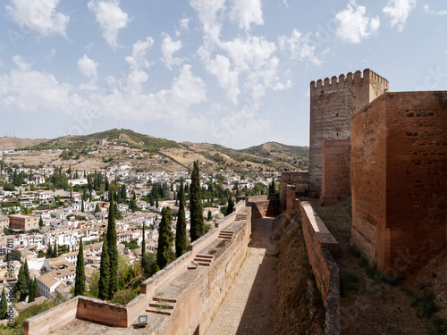 View of the Alcazaba in Alhambra, Granada. Moorish Architecture. Unesco World Heritage Spain. Travel in time and discover history. Amazing destinations for holidays. 
