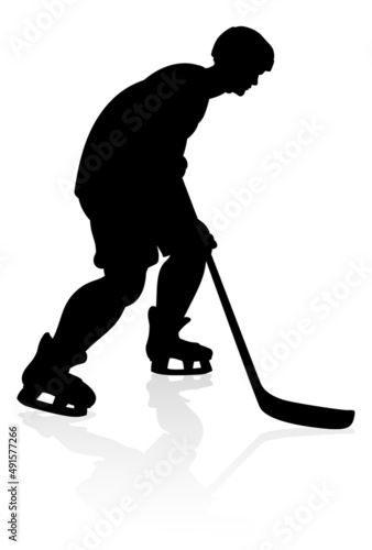 Hockey Player Sports Silhouette