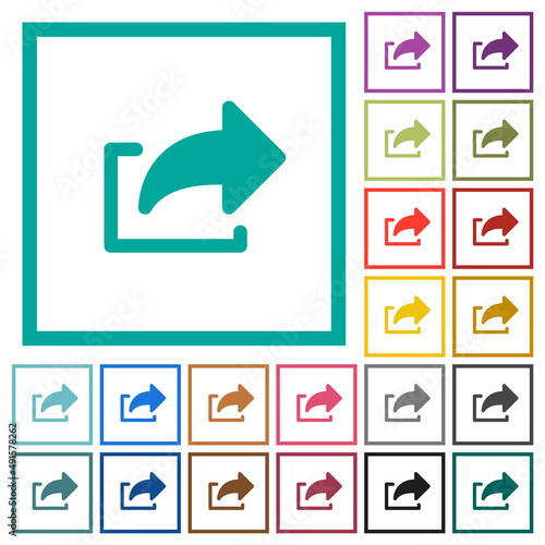 Export symbol solid flat color icons with quadrant frames