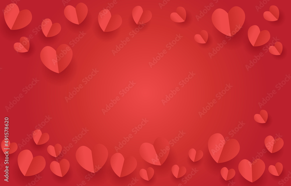 Red podium illustration vector concept love or valentine. Decorate with hearts. Design for background, web, app, banner, template, promotion. Empty cylinder podium for product. 
